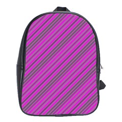 Pink Violet Diagonal Lines School Bag (xl)