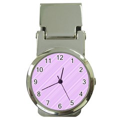 Lilac Diagonal Lines Money Clip Watches