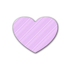Lilac Diagonal Lines Heart Coaster (4 Pack) 