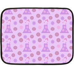 Violet Pink Flower Dress Double Sided Fleece Blanket (mini) 