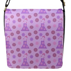 Violet Pink Flower Dress Flap Messenger Bag (s)