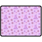 Violet Pink Flower Dress Double Sided Fleece Blanket (Large)  80 x60  Blanket Back