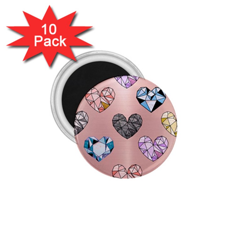 gem hearts and rose gold 1.75  Magnets (10 pack) 