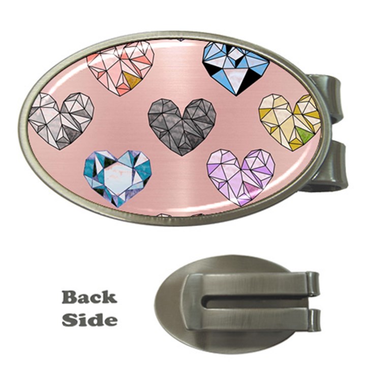 gem hearts and rose gold Money Clips (Oval) 