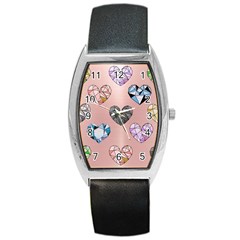 Gem Hearts And Rose Gold Barrel Style Metal Watch by NouveauDesign