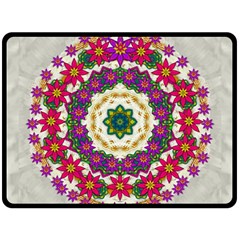 Fauna Fantasy Bohemian Midsummer Flower Style Fleece Blanket (large)  by pepitasart