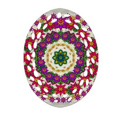 Fauna Fantasy Bohemian Midsummer Flower Style Oval Filigree Ornament (two Sides) by pepitasart