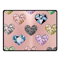 Gem Hearts And Rose Gold Double Sided Fleece Blanket (small)  by NouveauDesign