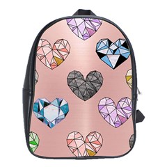 Gem Hearts And Rose Gold School Bag (xl) by NouveauDesign