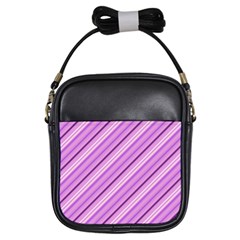 Violet Diagonal Lines Girls Sling Bags