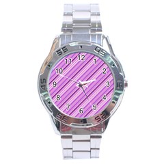 Violet Diagonal Lines Stainless Steel Analogue Watch by snowwhitegirl