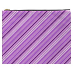 Violet Diagonal Lines Cosmetic Bag (xxxl)