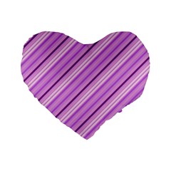 Violet Diagonal Lines Standard 16  Premium Heart Shape Cushions