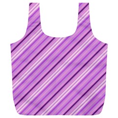 Violet Diagonal Lines Full Print Recycle Bags (l)  by snowwhitegirl