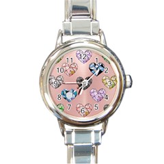 Gem Hearts And Rose Gold Round Italian Charm Watch by NouveauDesign