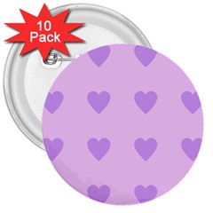 Violet Heart 3  Buttons (10 Pack)  by snowwhitegirl