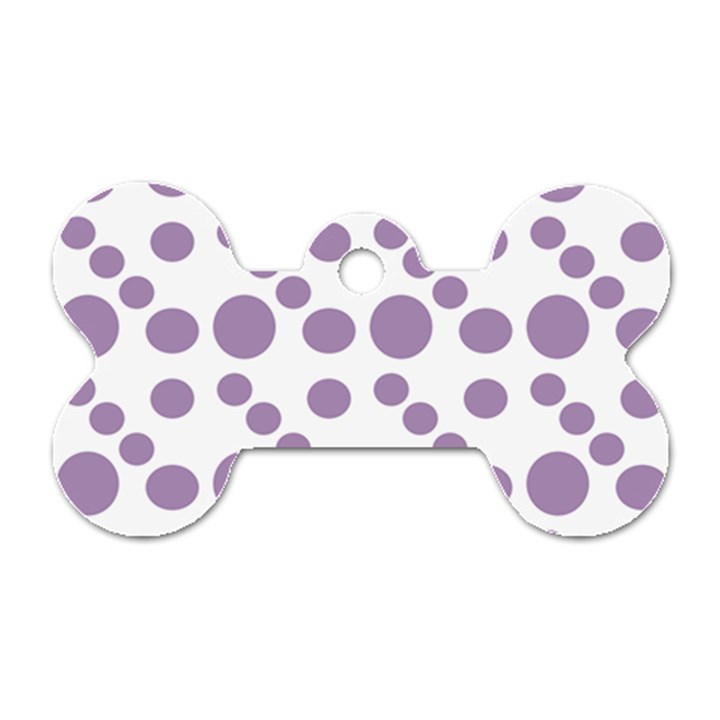 Violet Dots Dog Tag Bone (One Side)