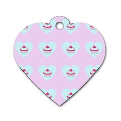 Pink Cupcake Dog Tag Heart (one Side)
