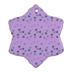 Heart Drops Violet Snowflake Ornament (two Sides) by snowwhitegirl