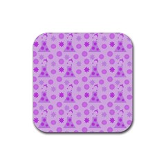 Purple Dress Rubber Coaster (square) 