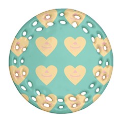 Teal Cupcakes Round Filigree Ornament (two Sides)