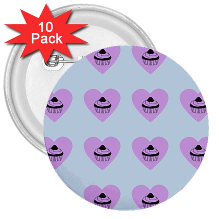 Blue Cupcake 3  Buttons (10 pack) 