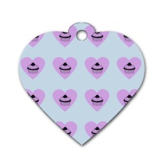 Blue Cupcake Dog Tag Heart (two Sides)