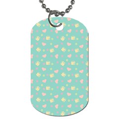 Teal Milk Hearts Dog Tag (two Sides) by snowwhitegirl