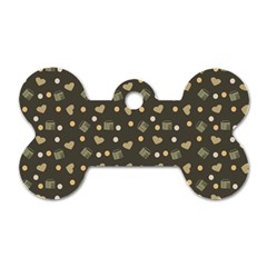 Charcoal Grey  Milk Hearts Dog Tag Bone (One Side)