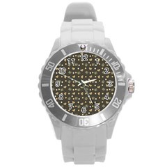 Charcoal Grey  Milk Hearts Round Plastic Sport Watch (L)