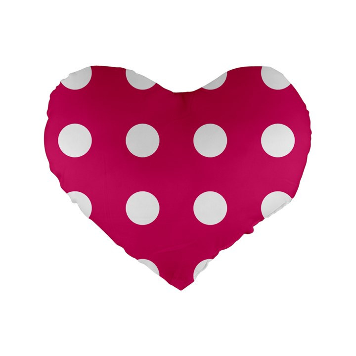 Pink Dot Standard 16  Premium Flano Heart Shape Cushions