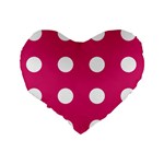 Pink Dot Standard 16  Premium Flano Heart Shape Cushions Back