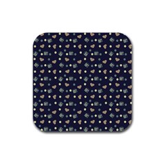 Blue Milk Hearts Rubber Square Coaster (4 Pack) 