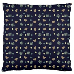 Blue Milk Hearts Large Cushion Case (one Side)