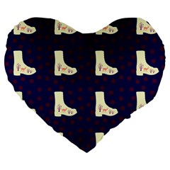 Navy Boots Large 19  Premium Flano Heart Shape Cushions