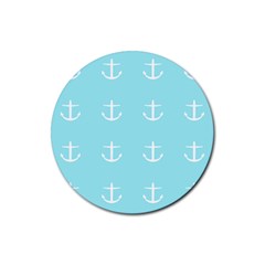 Aqua Anchor Rubber Coaster (round)  by snowwhitegirl