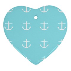Aqua Anchor Heart Ornament (two Sides) by snowwhitegirl