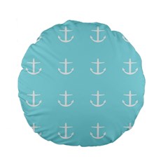 Aqua Anchor Standard 15  Premium Flano Round Cushions by snowwhitegirl