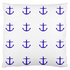 Royal Anchors On White Large Flano Cushion Case (one Side)