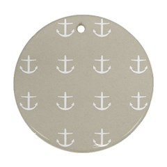 Lt Grey Anchors Round Ornament (two Sides) by snowwhitegirl