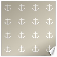 Lt Grey Anchors Canvas 12  X 12  