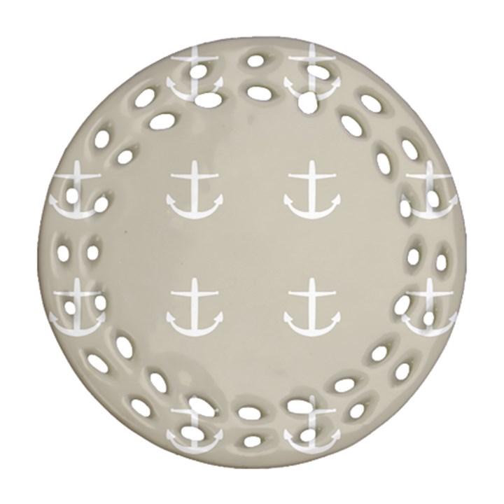 Lt Grey Anchors Ornament (Round Filigree)