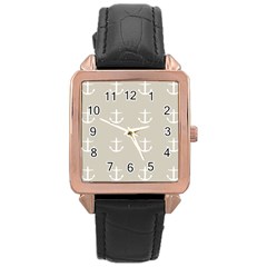 Lt Grey Anchors Rose Gold Leather Watch 