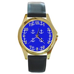 Royal Anchors Round Gold Metal Watch by snowwhitegirl