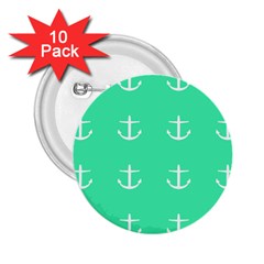 Seafoam Anchors 2 25  Buttons (10 Pack)  by snowwhitegirl