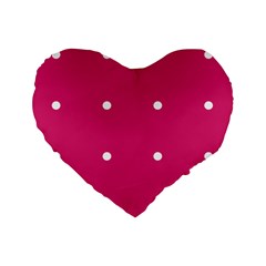 Small Pink Dot Standard 16  Premium Flano Heart Shape Cushions by snowwhitegirl