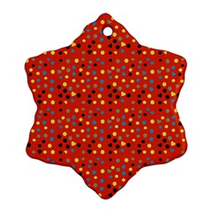 Red Retro Dots Ornament (snowflake)