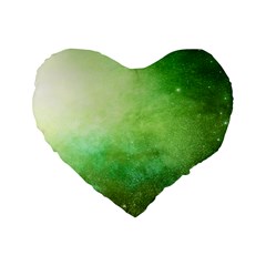 Galaxy Green Standard 16  Premium Flano Heart Shape Cushions