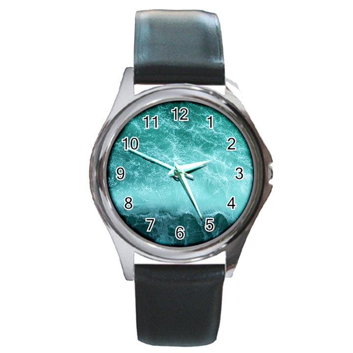 Green Ocean Splash Round Metal Watch