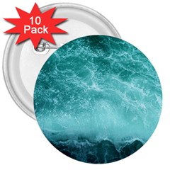 Green Ocean Splash 3  Buttons (10 Pack)  by snowwhitegirl